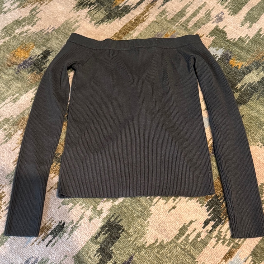 MAJORELLE Olive Green Off-the-Shoulder Sweater - Size Small